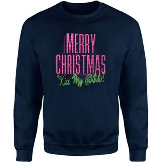 👉 Sweat shirt Navy Blauw s male National Lampoon Merry Christmas (Kiss My ) Sweatshirt - 5059478664592