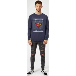 👉 Sweat shirt Navy Blauw s male DC Superman Knit Christmas Sweatshirt - 5059478666213