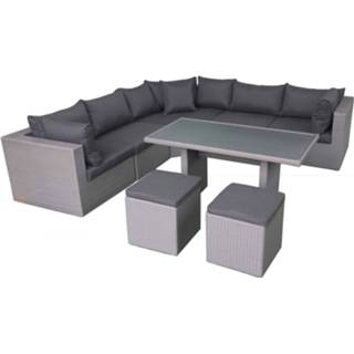 👉 Lounge-diningset grijs Kunststof Tuinmeubelen Fonteyn | Salou Dark Grey