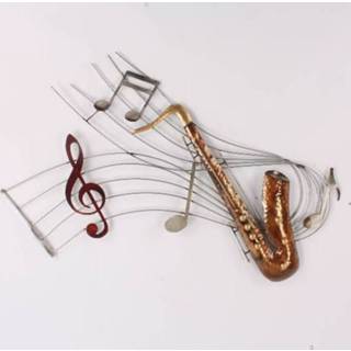 👉 Wanddecoratie notenbalk met saxofoon