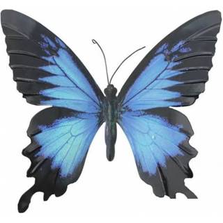 Wanddecoratie Vlinder Blauw met Zwart