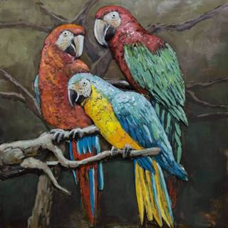 👉 3D Metaal schilderij papegaaien
