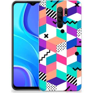 👉 Houten blok Xiaomi Redmi 9 TPU Hoesje Blokken Kleurrijk 8720215579536