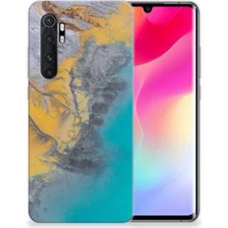 👉 Siliconen hoesje blauw goud Xiaomi Mi Note 10 Lite TPU Marble Blue Gold 8720215693041