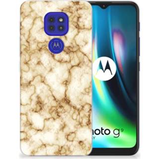 👉 Siliconen hoesje marmer goud Motorola Moto G9 Play | E7 Plus TPU 8720215485332