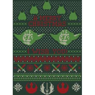 👉 Shirt Forest Green male s groen donkergroen Star Wars Merry Christmas I Wish You Knit kerst T-shirt - 5059478429399