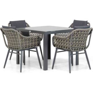 👉 Tuinset Mixed Black-Taupe dining sets taupe-naturel-bruin Lifestyle Dolphin/Mondello 90 cm 5-delig 7423607953952