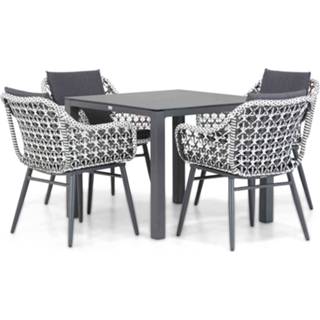 👉 Tuinset Mixed Black-White dining sets grijs-antraciet Lifestyle Dolphin/Pallazo 90 cm 4-delig 7423604591577