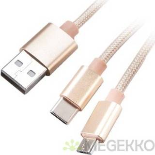 👉 Goud Akasa AK-CBUB42-12GL USB-kabel 1,2 m USB 2.0 A C/Micro-USB B 4710614539297