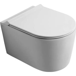 👉 Wandcloset wit glans keramiek wand civita Salenzi toiletpot randloos 50x35x36.5cm 8719304446798