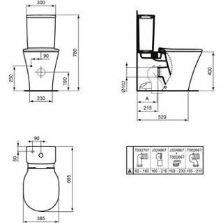 👉 Wit duoblok toilet Connect Air Ideal Standard duoblokpot diepspoel PK back to wall m. Aquablade spoelsysteem 36.5x66.5cm Plus z. reservoir 5017830518280
