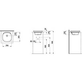 👉 Wit wastafels o Laufen Ino opbouwwastafel 35x36.5x15cm z. kraangat m. overloop 7612738343361