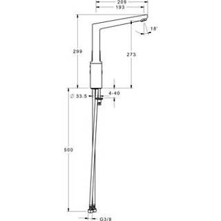 👉 Keukenkraan chroom Hansa Hansatwist 1-gats m. zijbediening open hendel 150° draaibare uitloop 19.3cm 09202205 4015474274839