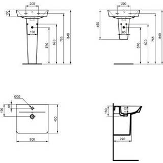 👉 Wastafel wit wastafels Connect Air Ideal Standard Cube m. 1 kraangat overloop 50x45cm 5017830514459
