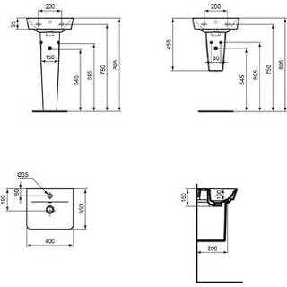 👉 Fontein wit Connect Air Ideal Standard Cube m. 1 kraangat overloop 40x35cm Plus 5017830518433