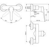 👉 Douchekraan metalen chroom Ideal Standard Ceraplus 2 m. afsluitbare koppelingen greep 11cm HOH=15cm 3800861059745