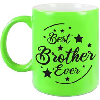 👉 Koffiemok groen volwassenen Best Brother Ever cadeau / theebeker neon 330 ml