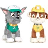 👉 Knuffel kinderen Paw Patrol knuffels set van 2x karakters Rocky en Rubble 27 cm