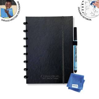 👉 Correctbook A5 Premium Hardcover: uitwisbaar / herbruikbaar notitieboek, gelijnd, Ink Black (zwart)