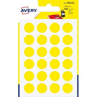 Geel Avery PSA08J ronde markeringsetiketten, diameter 8 mm, blister van 490 stuks, 5014702026317