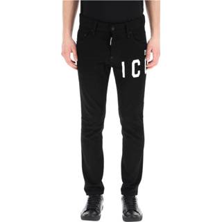 👉 Spijkerbroek male zwart Icon print skater fit jeans