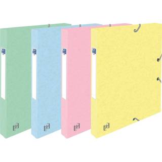 👉 Pastelkleuren Oxford Top File+ elastobox, rug van 2,5 cm, geassorteerde pastelkleuren, pak 4 stuks 3045050434389
