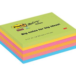 👉 Houten blok blauw Post-it Super Sticky Meeting Notes, ft 203 x 152 mm, geassorteerde kleuren, 45 vel, pak van 6 blokken 4054596856677