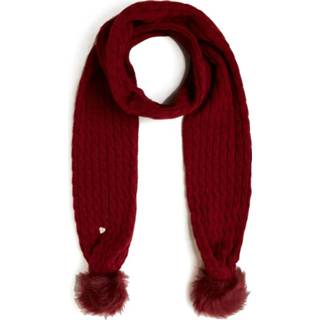 👉 Onesize vrouwen rood Knitted scarf with PomPom