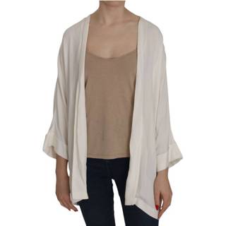 👉 Shirt vrouwen wit Folded Long Sleeve Cardigan Deep Neck Blouse