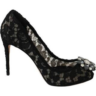 👉 Stiletto zwart vrouwen Black Lace Crystal Pumps Stilettos Shoes