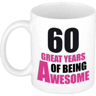 👉 Beker wit roze keramiek multikleur 60 Great Years Of Being Awesome Mok En - Cadeau / 60e Verjaardag Jaar 8720276882026
