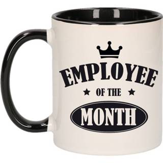 👉 Beker zwart keramiek multikleur 1x Stuks Collega Cadeau Mok / Employee Of The Month/ Werknemer Van De Maand - Personeel 8720276759960