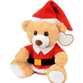 Knuffel bruin polyester Kerst Pluche Beer Lichtbruin Zittend 20 X 19 Cm - Speelgoed Knuffeldieren Kerstcadeau Knuffelberen 8720276685528