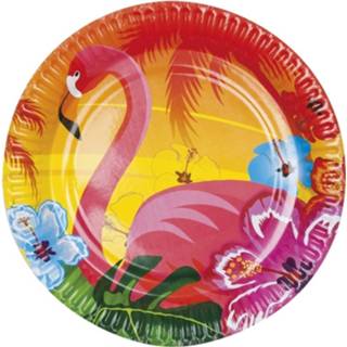 👉 Bord papier multikleur 18x Stuks Party Bordjes Hawaii Hibiscus 23 Cm - Feestartikelen/versiering Voor Op Tafel 8720147792911
