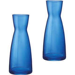 👉 Vaas blauwe Set van 2 stuks donkerblauwe vazen/karaffen 20.5 cm