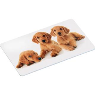 👉 6x Ontbijtbordjes/ontbijtplankjes set puppy print 14 x 24 cm
