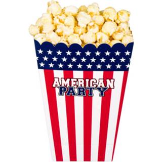 👉 Popcorn karton wit 20x Bakjes/snoepbakjes Usa/amerika Thema 22 Cm - Popcornbakjes/chipsbakjes/snackbakjes Verjaardag/feestje 8720276599290