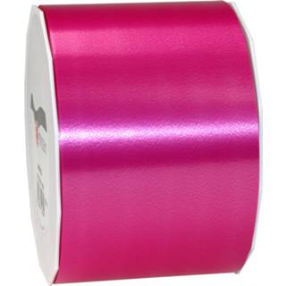 👉 Verpakkingsmateriaal magenta roze 1x Brede luxe fuchsia satijnlint rollen 9 cm x 91 meter cadeaulint