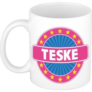 👉 Beker keramisch multikleur Teske Naam Koffie Mok / 300 Ml - Namen Mokken 8719538491939