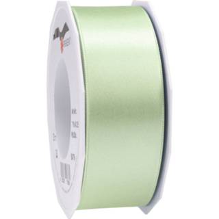 👉 Verpakkingsmateriaal pastel groene 1x Luxe satijnen lint rollen breed 4 cm x 25 meter cadeaulint