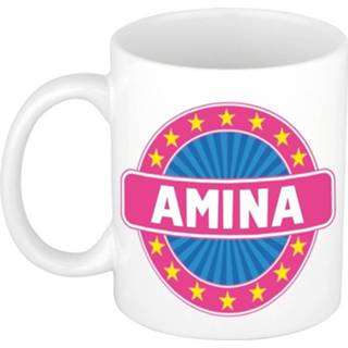 👉 Beker keramisch multikleur Amina Naam Koffie Mok / 300 Ml - Namen Mokken 8719538450042