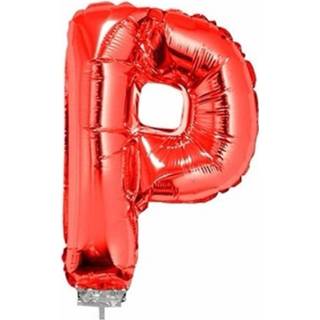 👉 Opblaasletter rode rood Opblaas Letter Ballon P Op Stokje 41 Cm 8719538162709