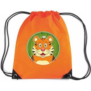 👉 Rugtas oranje nylon kinderen Tijgers Rijgkoord / Gymtas - 11 Liter Voor 8719538527126