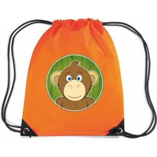 👉 Rugtas oranje nylon kinderen Apen Rijgkoord / Gymtas - 11 Liter Voor 8719538527492