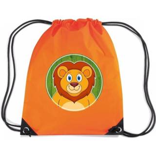 Rugtas oranje nylon kinderen Leeuwen Rijgkoord / Gymtas - 11 Liter Voor 8719538527171