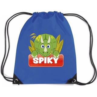 👉 Dinosaurus blauw nylon kinderen Spiky De Rijgkoord Rugtas / Gymtas - 11 Liter Voor 8719538526907