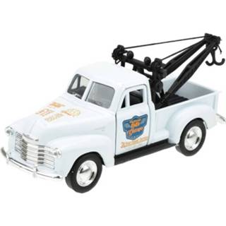 👉 Modelauto wit kinderen Chevrolet oldtimer 1953 stepside tow truck 1:34 - Action products
