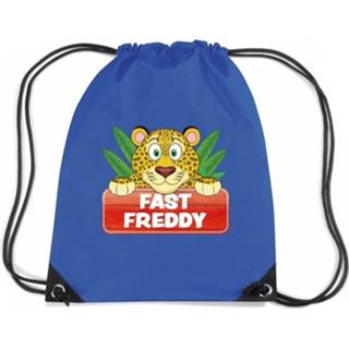 👉 Rugtas blauw nylon kinderen Fast Freddy Het Luipaard Rijgkoord / Gymtas - 11 Liter Voor 8719538526921