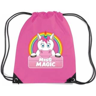Rugtas roze nylon kinderen Eenhoorn Miss Magic Rijgkoord / Gymtas - 11 Liter Voor 8719538526181