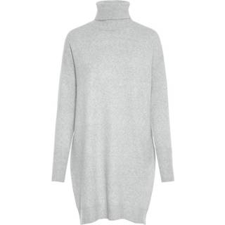 👉 Gebreide jurk XL vrouwen grijs Rolkraag